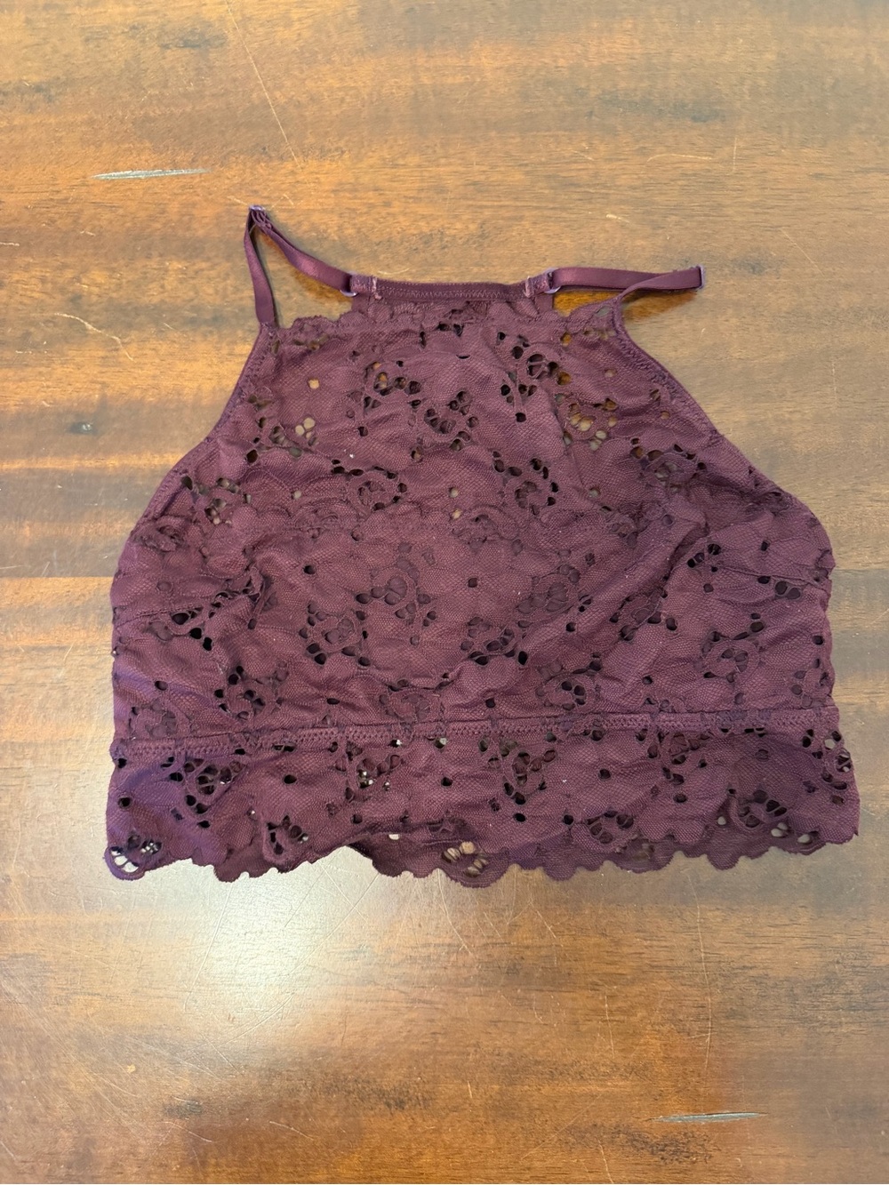 aerie Plum Lace Halter Bralette Camisole